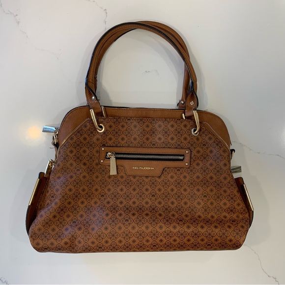 Big Buddha Dome Satchel Purse Walnut Brown Faux Leather Good Used Condition - Picture 2 of 13